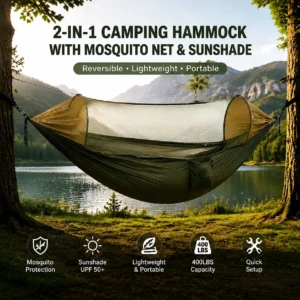 2-in-1 Camping Hammock with Mosquito Net Reversible